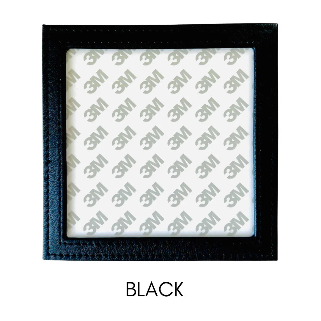 Tilli Tomas Planet Earth square leather coaster - black
