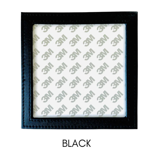 Tilli Tomas Planet Earth square leather coaster - black