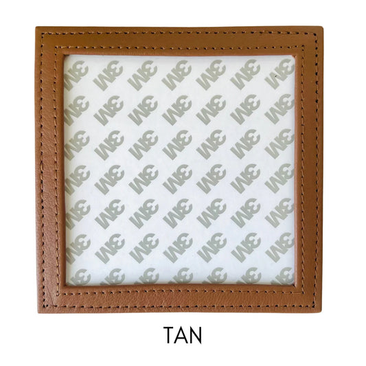 Tilli Tomas Planet Earth square leather coaster - tan