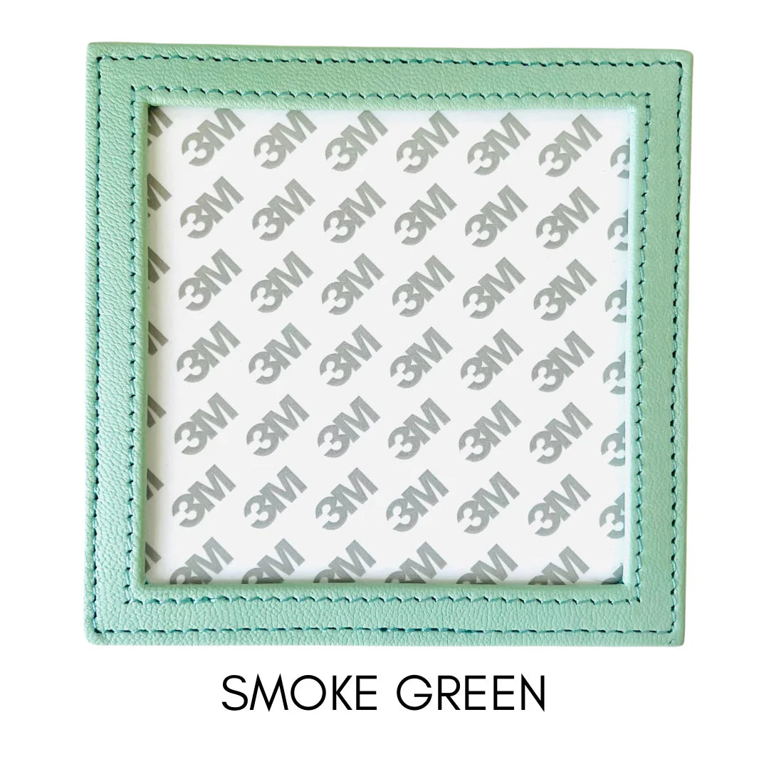 Tilli Tomas Planet Earth square leather coaster - smoke green