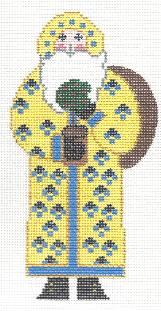 Santa with Topiary - Yellow