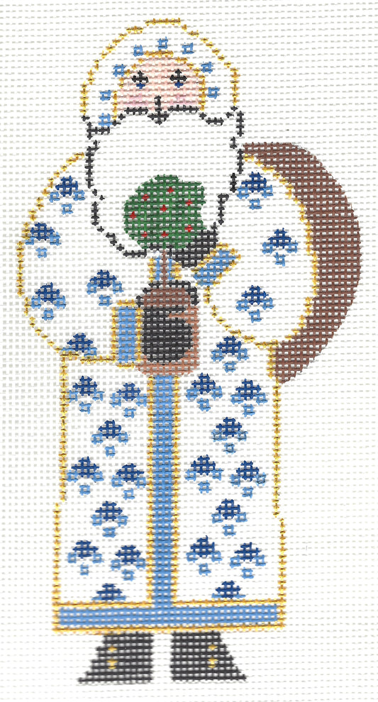 Santa with Topiary - White