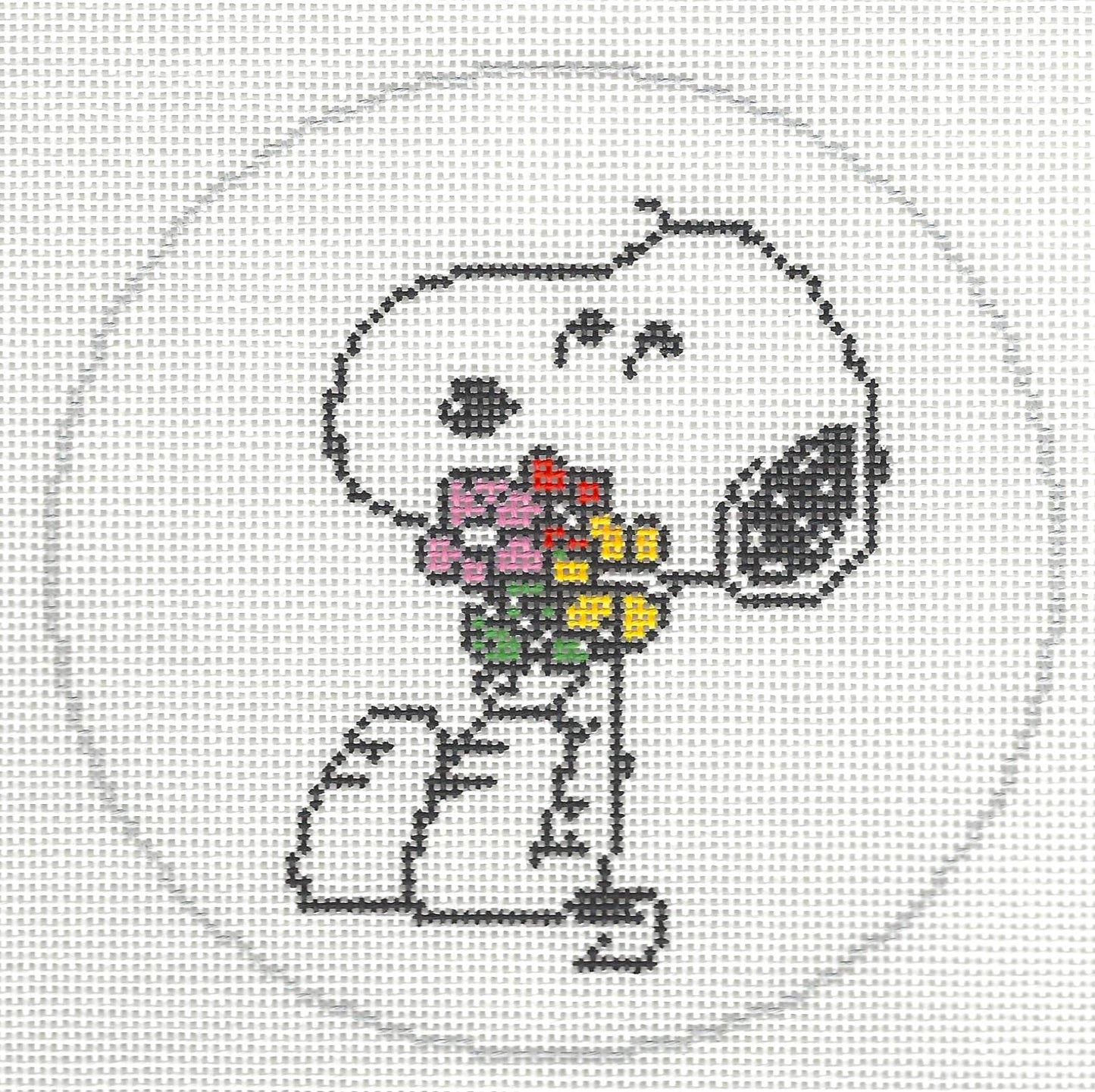 Snoopy Hugging Flowers