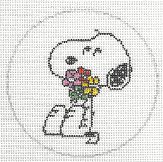 Snoopy Hugging Flowers