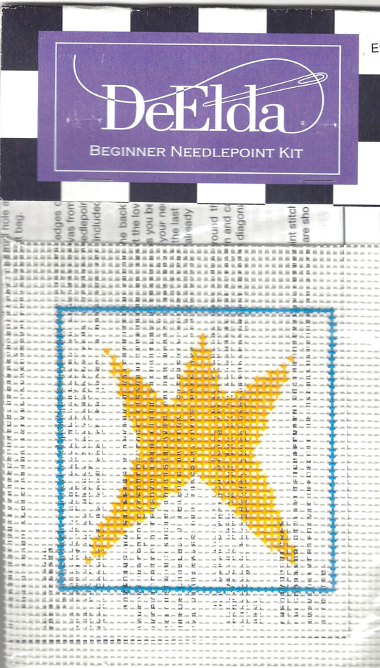 DeElda beginner needlepoint kit with star design