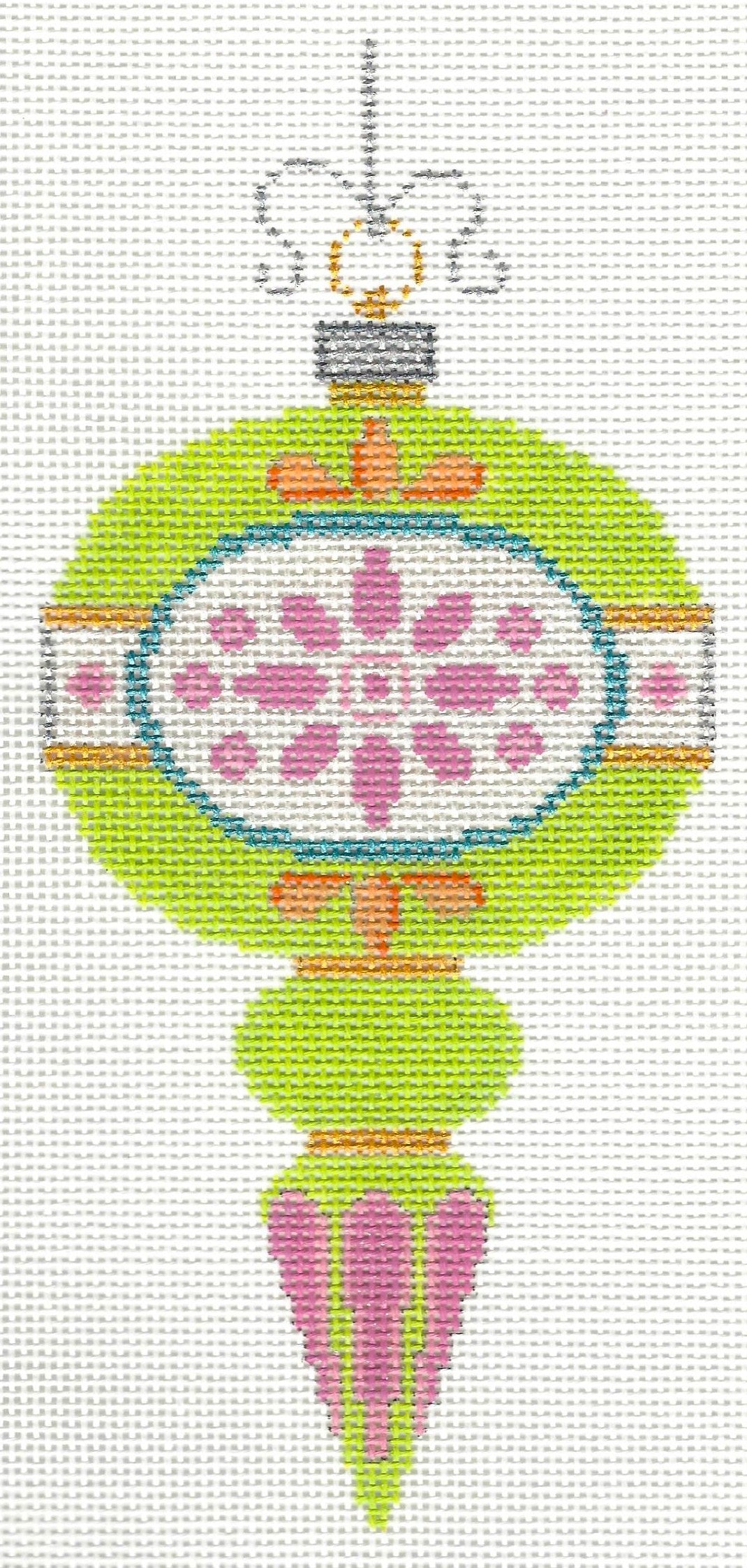 Vintage Ornament - Lime Green and Pink