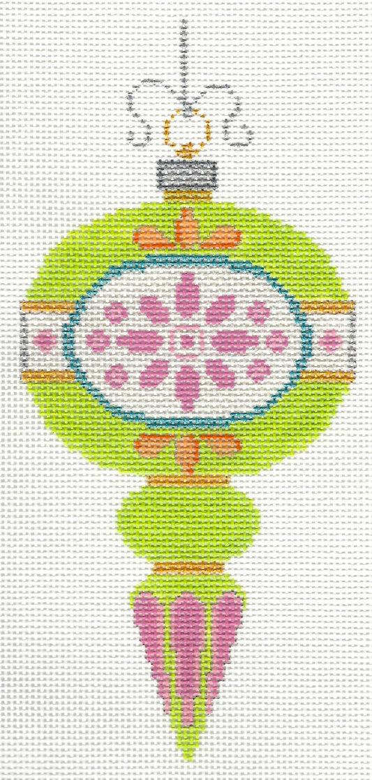Vintage Ornament - Lime Green and Pink
