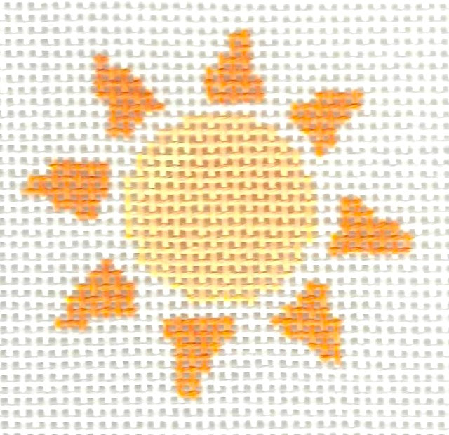 Needlepoint canvas of a small sun