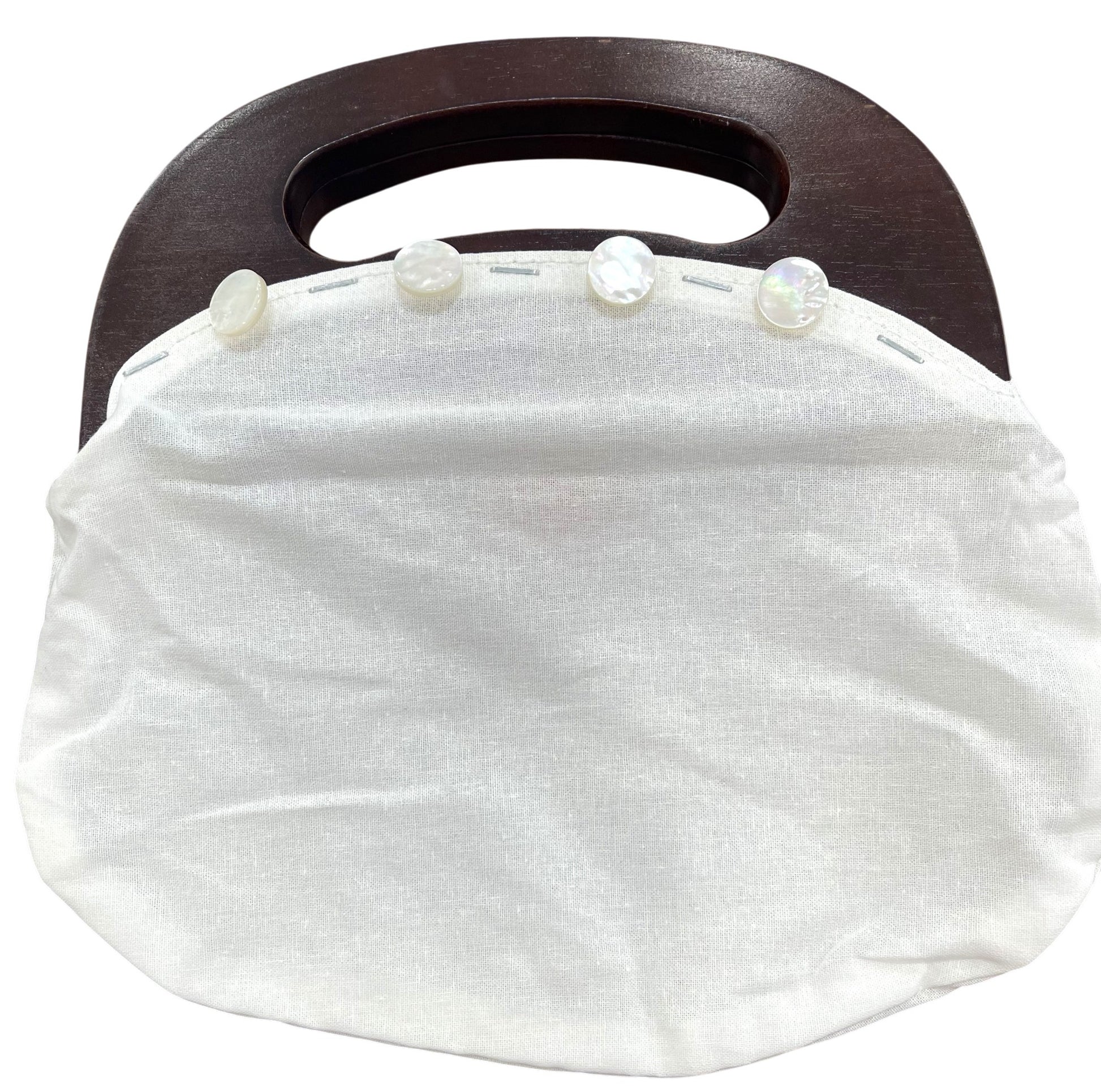 White bag insert with wooden handles