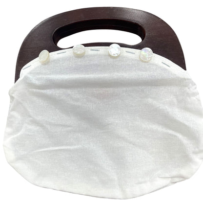 White bag insert with wooden handles