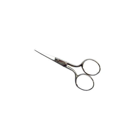 A pair of silver Bohin Fine Embroidery metal scissors, shown on a plain white background.