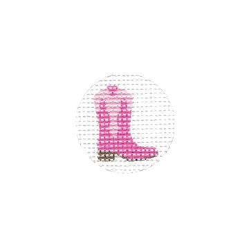 Tilli Tomas Planet Earth needlepoint canvas of key fob insert of pink cowboy boot.