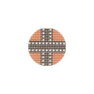 Tilli Tomas Planet Earth Key Fob Insert needlepoint canvas of Orange with Brown Ribbon design