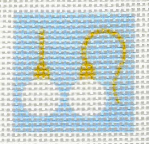 Tilli Tomas Planet Earth needlepoint canvas of pearl earrings with light blue background