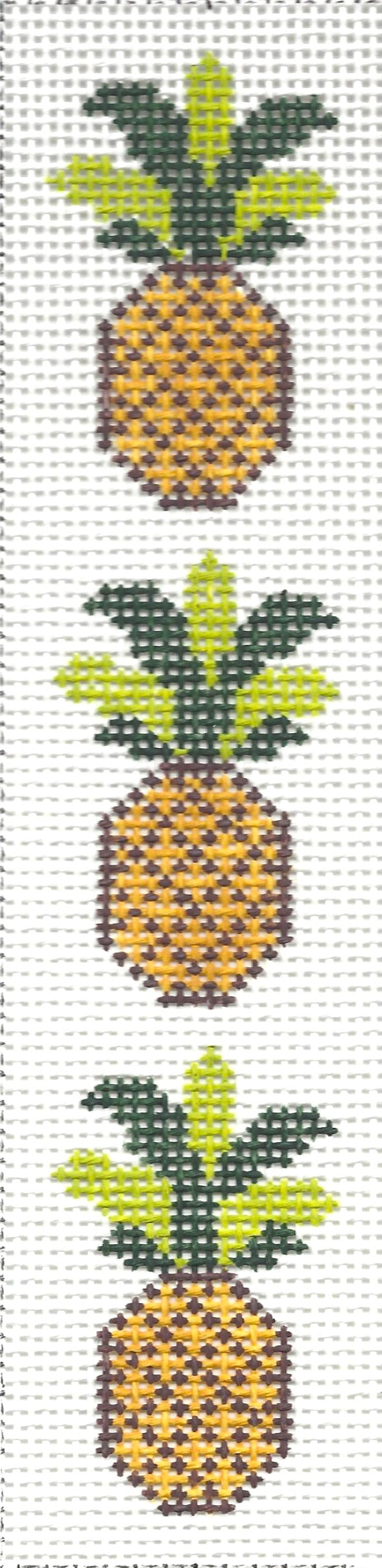 j. childs bookmark needlepoint canvas of pattern of 3 pineapples
