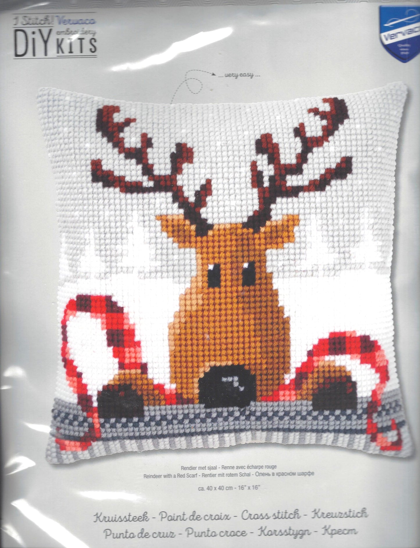 Vervaco DiY Stitch Kit of a Reindeer with a Red Scarf
