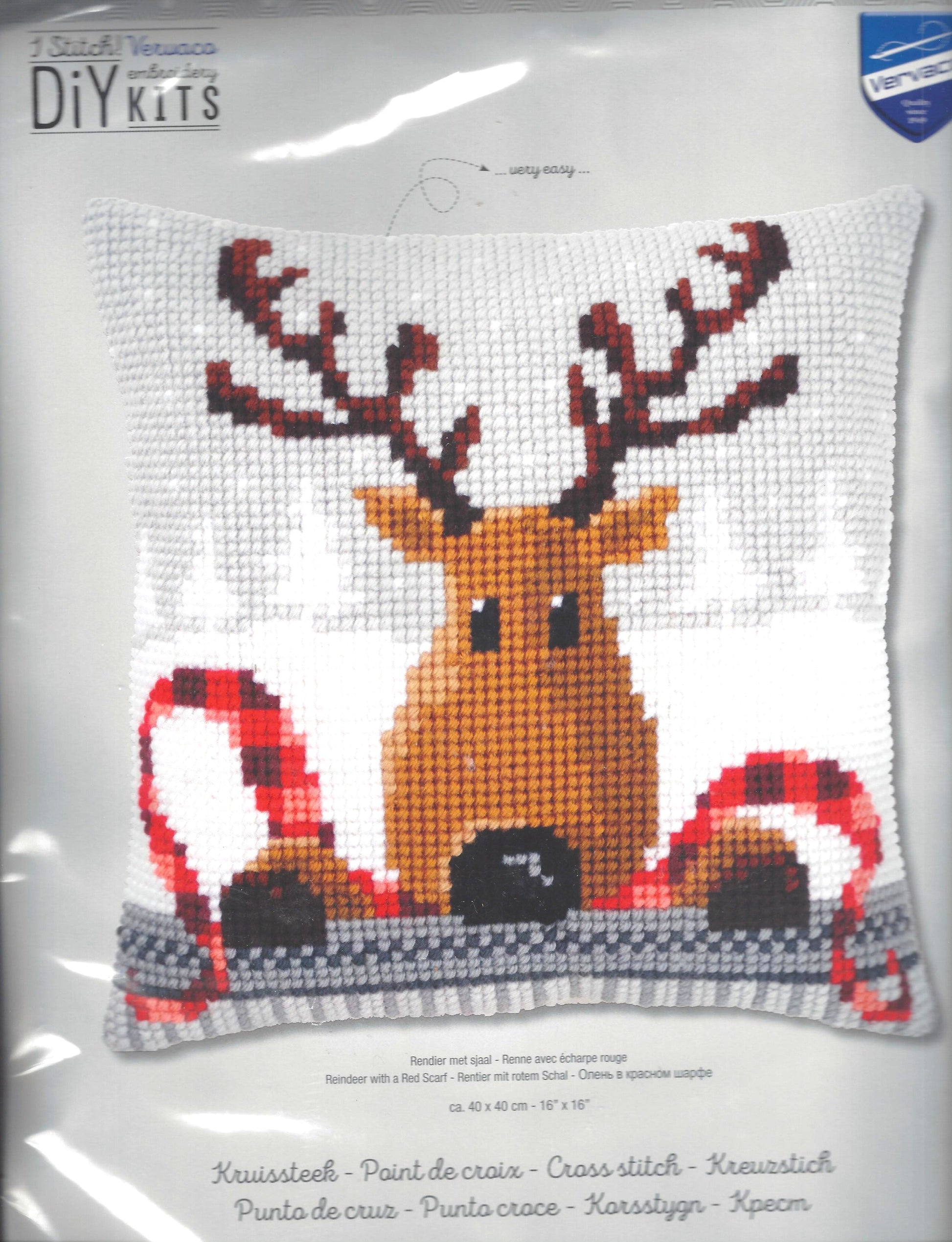 Vervaco DiY Stitch Kit of a Reindeer with a Red Scarf