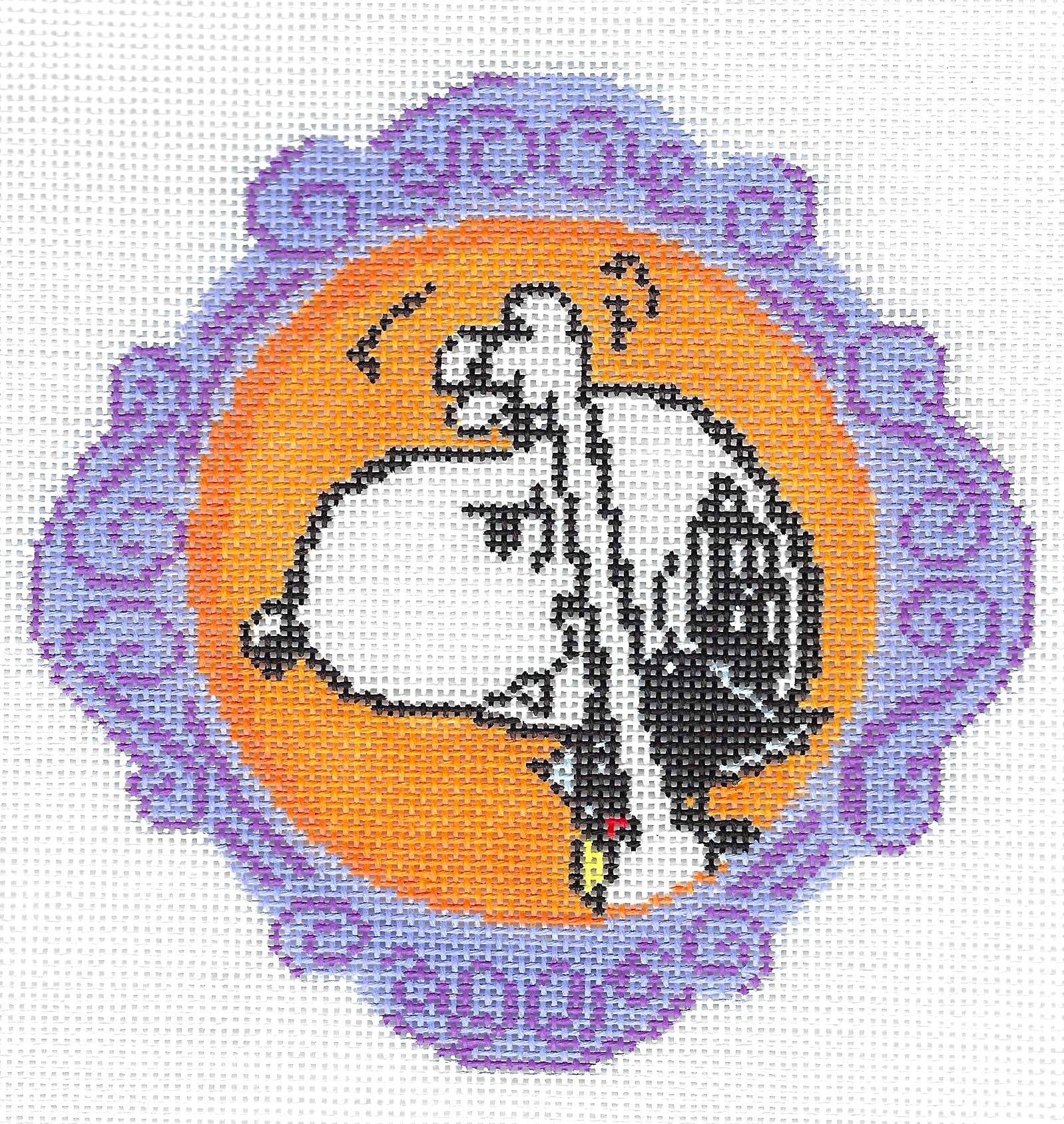 Officially Needlepoint needlepoint canvas of Snoopy dressed as a vampire doing a spooky scare in a frame