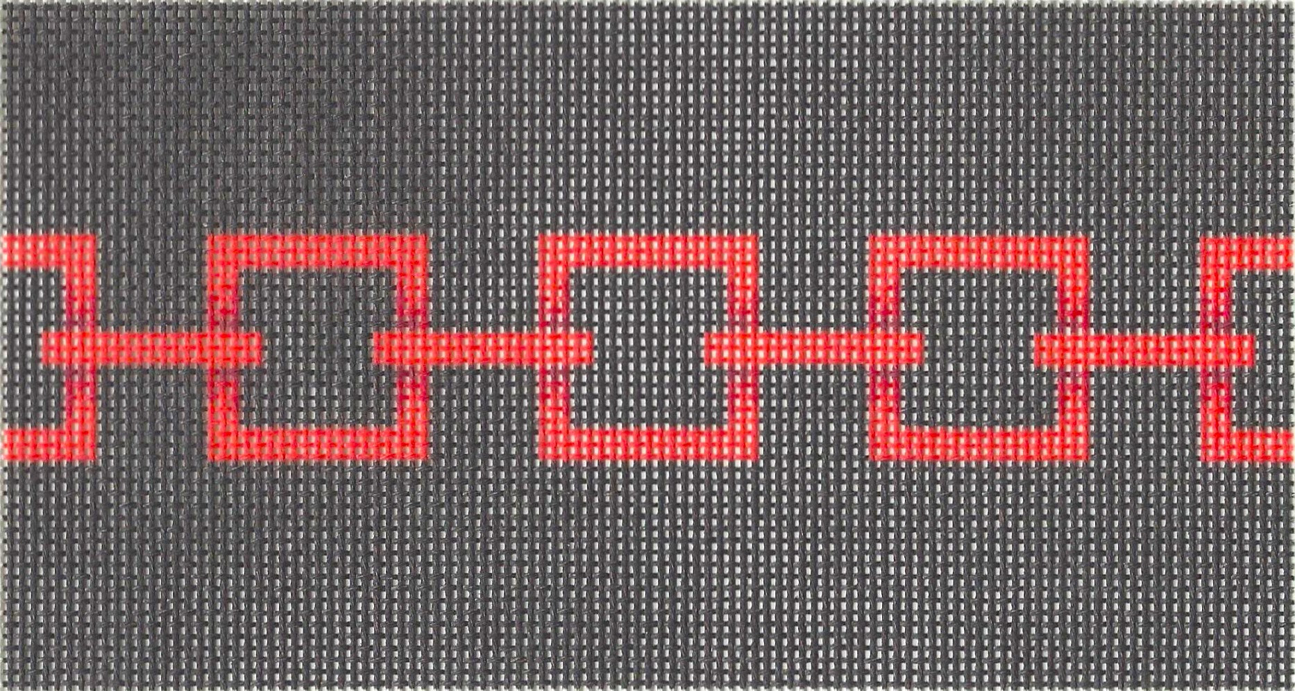 Needlepoint To Go Two Sisters Design needlepoint canvas of a black and red square link insert.