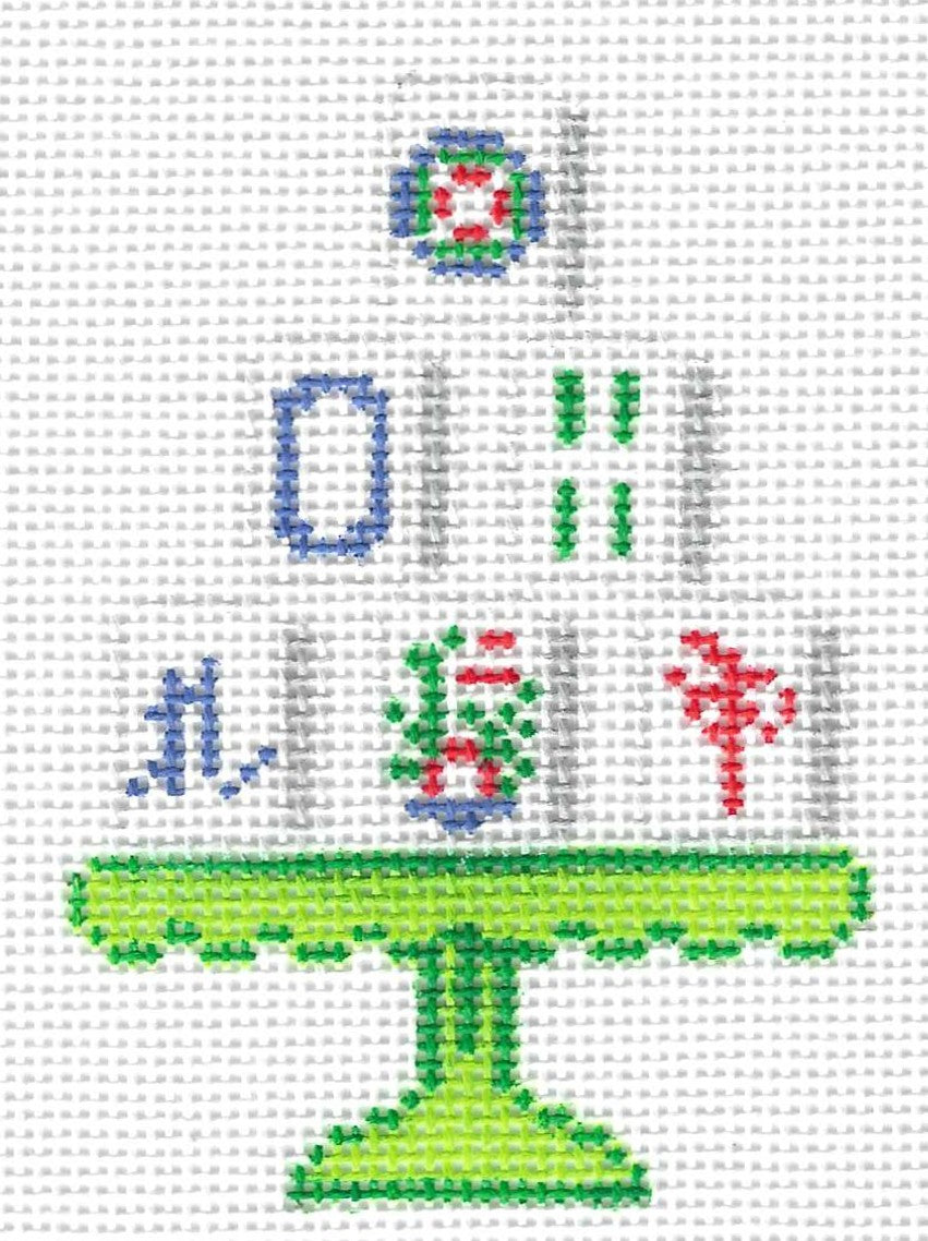 KCN Designers needlepoint canvas of a tipsy tower of Mahjong tiles